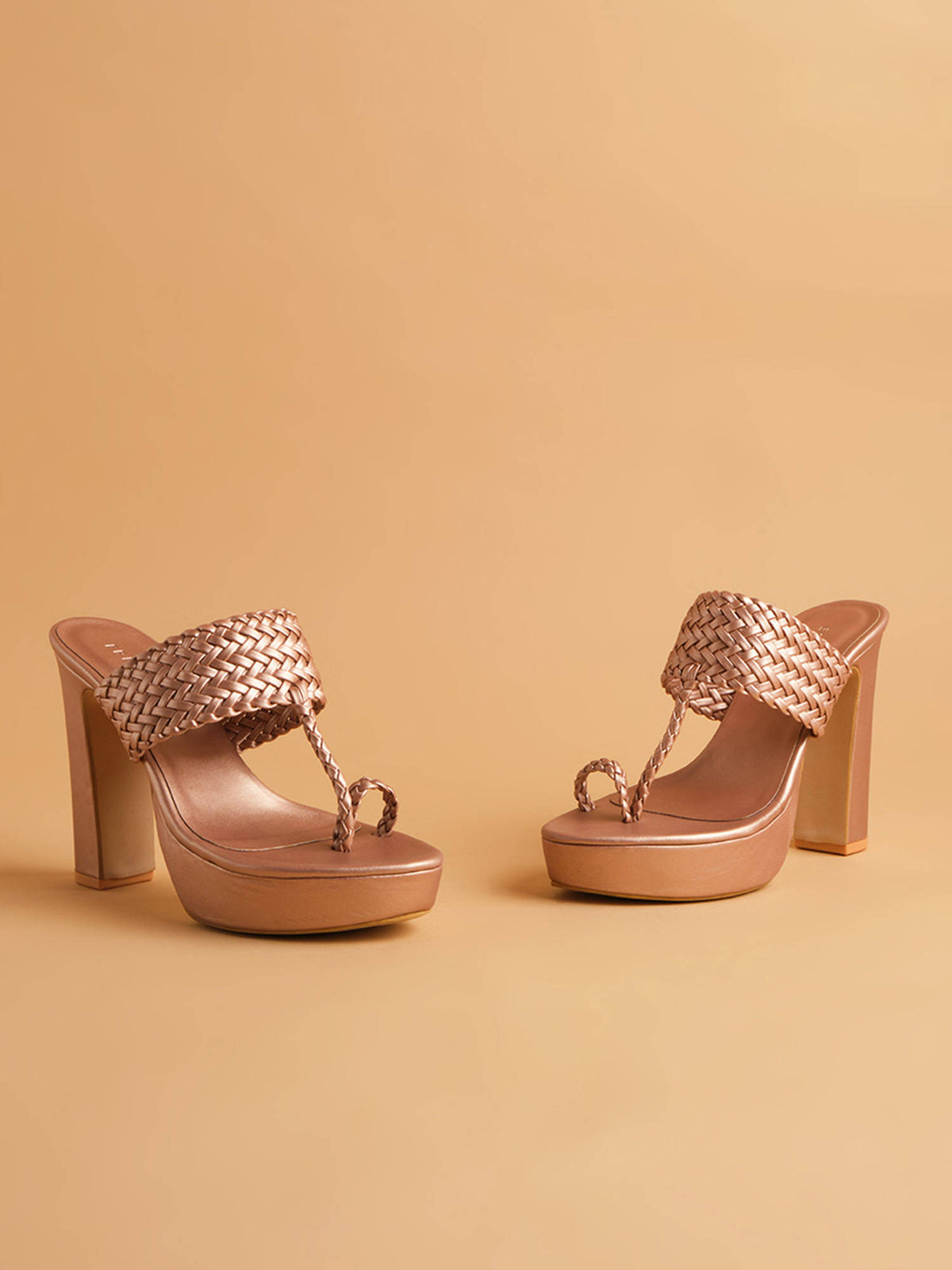 Woven Gunmetal Frida Kolhapuri Heels | H78 - view 15