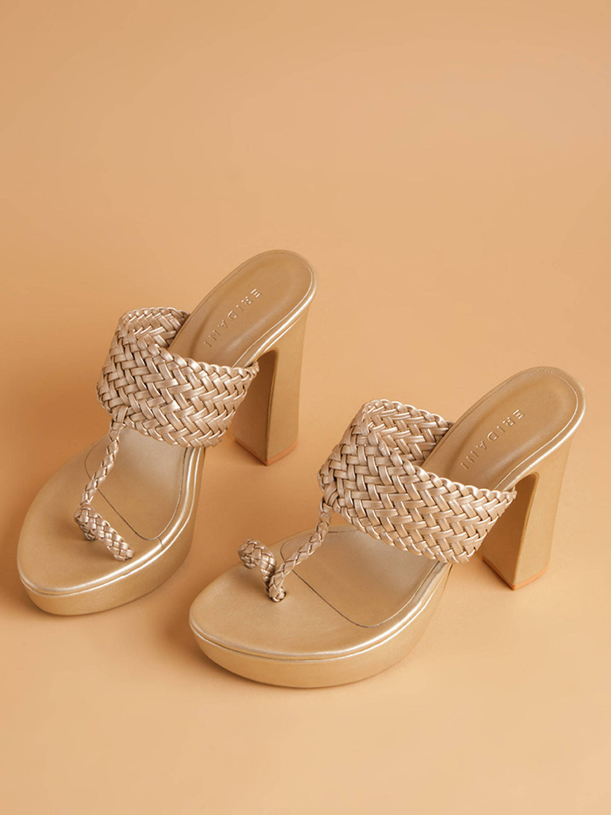 Woven Gold Frida Kolhapuri Heels | H78 - view 4