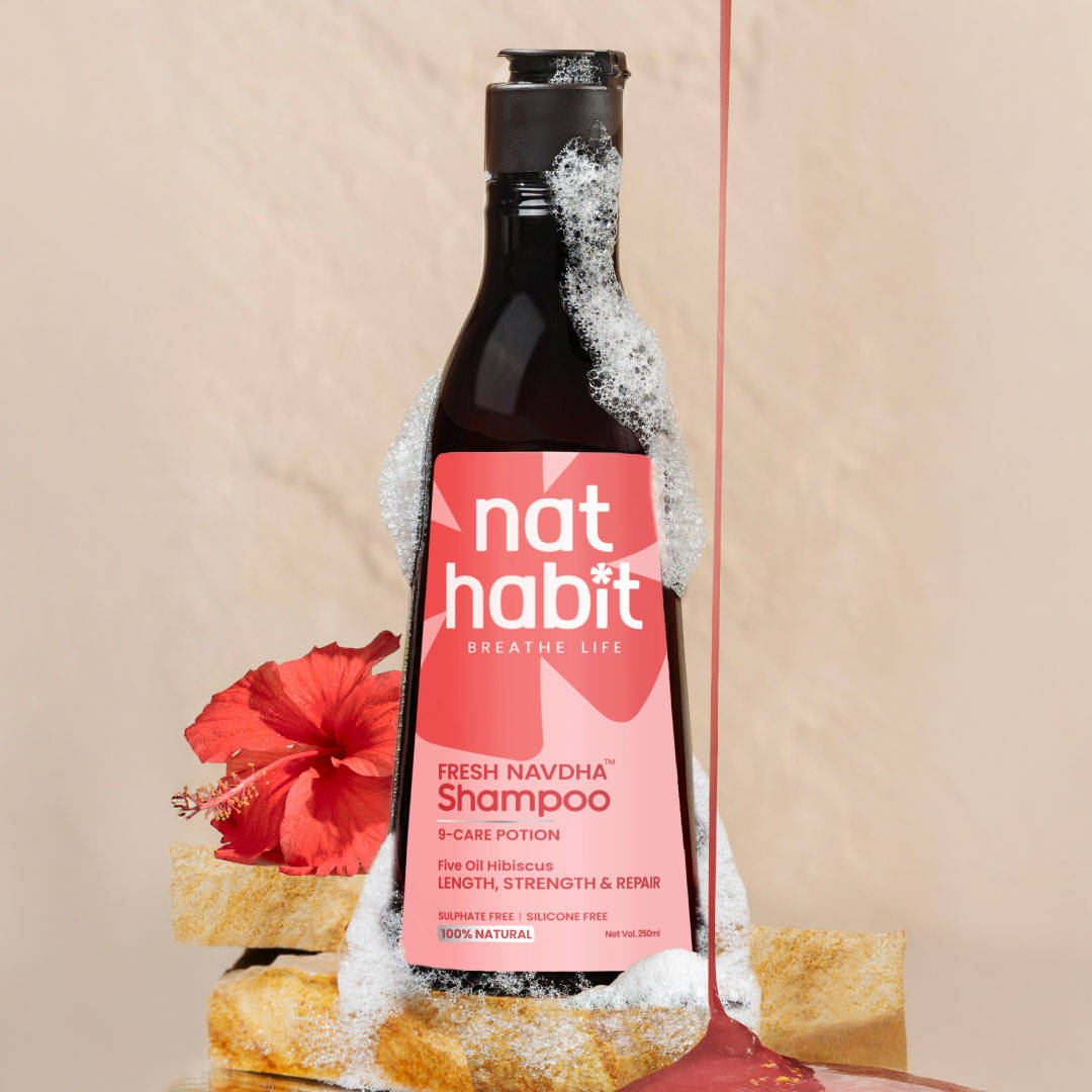Five Oil Hibiscus Shampoo For Long Thick Hair, Sulphate Free Shampoo For Hair Fall Control | H85 - view 3
