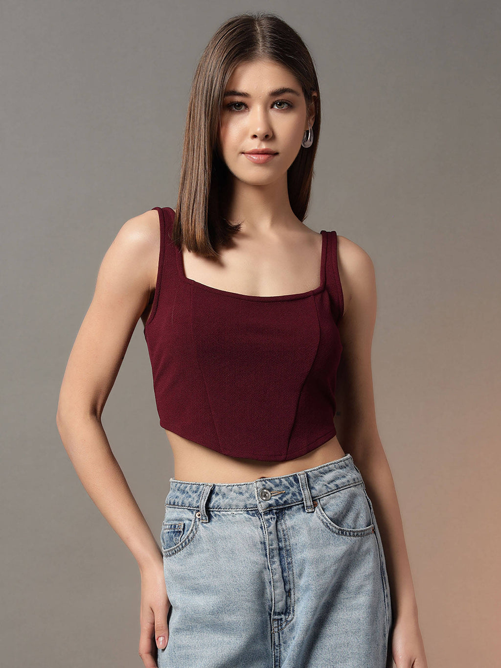 Women's Beige Solid Crop Top | CT61 - view 23
