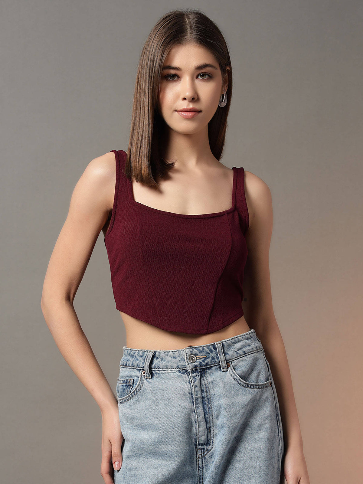 Women's Beige Solid Crop Top | CT61 - view 23