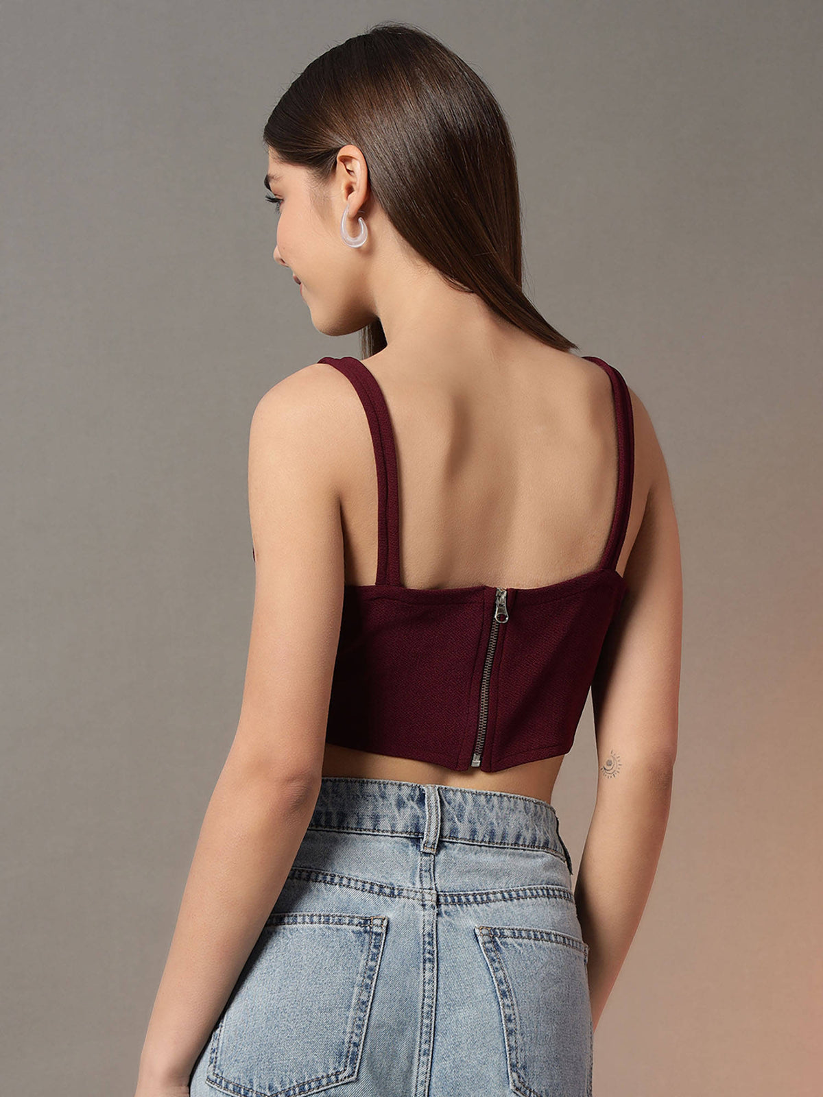 Women's Beige Solid Crop Top | CT61 - view 24