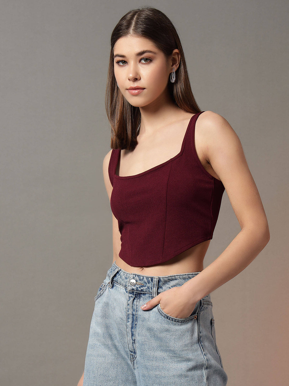 Women's Beige Solid Crop Top | CT61 - view 26