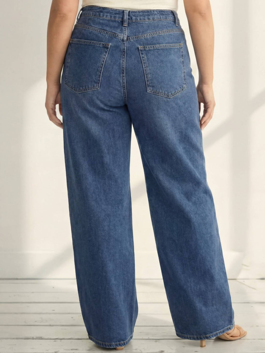 Plus Size Wide Leg Vintage Blue Jeans | ST23 - view 2