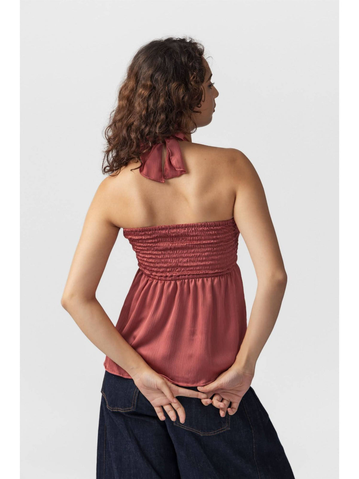 Light Blue Solid Halter Knot Top | HT67 - view 5