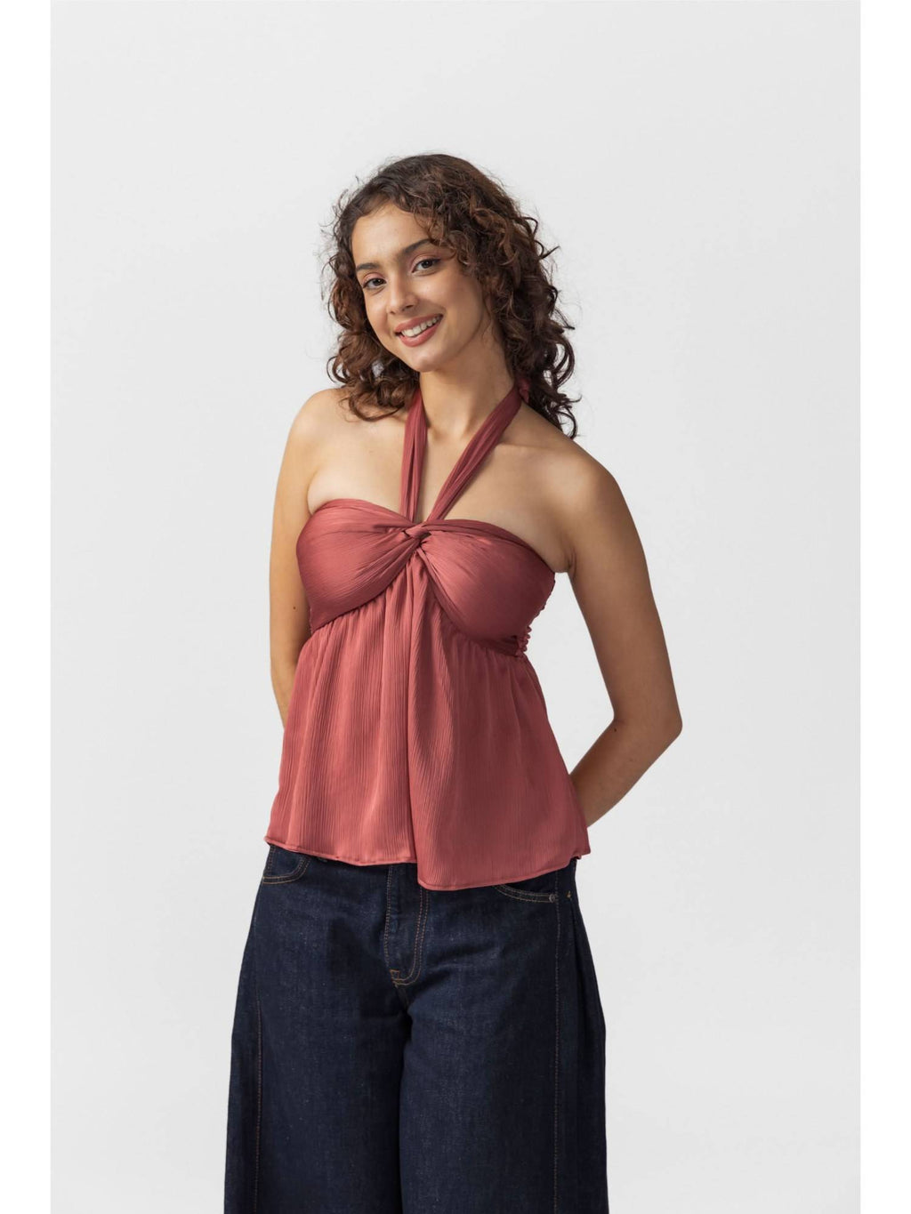 Maroon Solid Halter Knot Top | HT67 - view 12