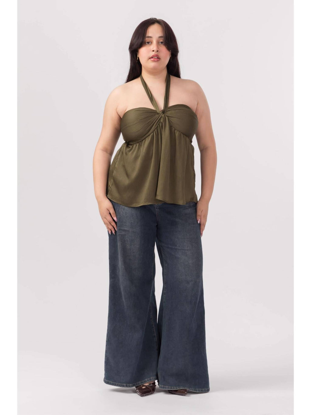 Brown Solid Halter Knot Top | HT67 - view 10