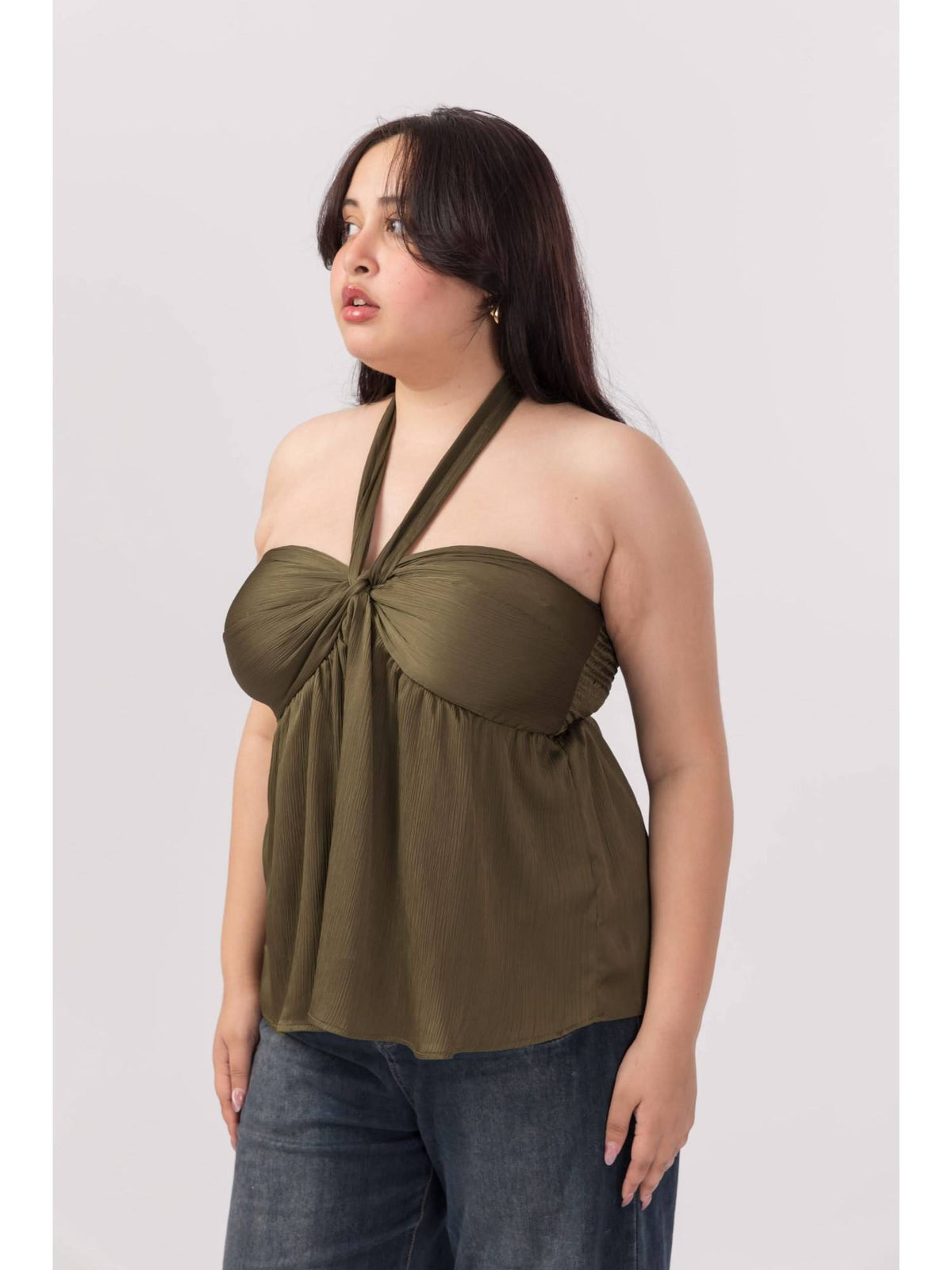 Brown Solid Halter Knot Top | HT67 - view 12