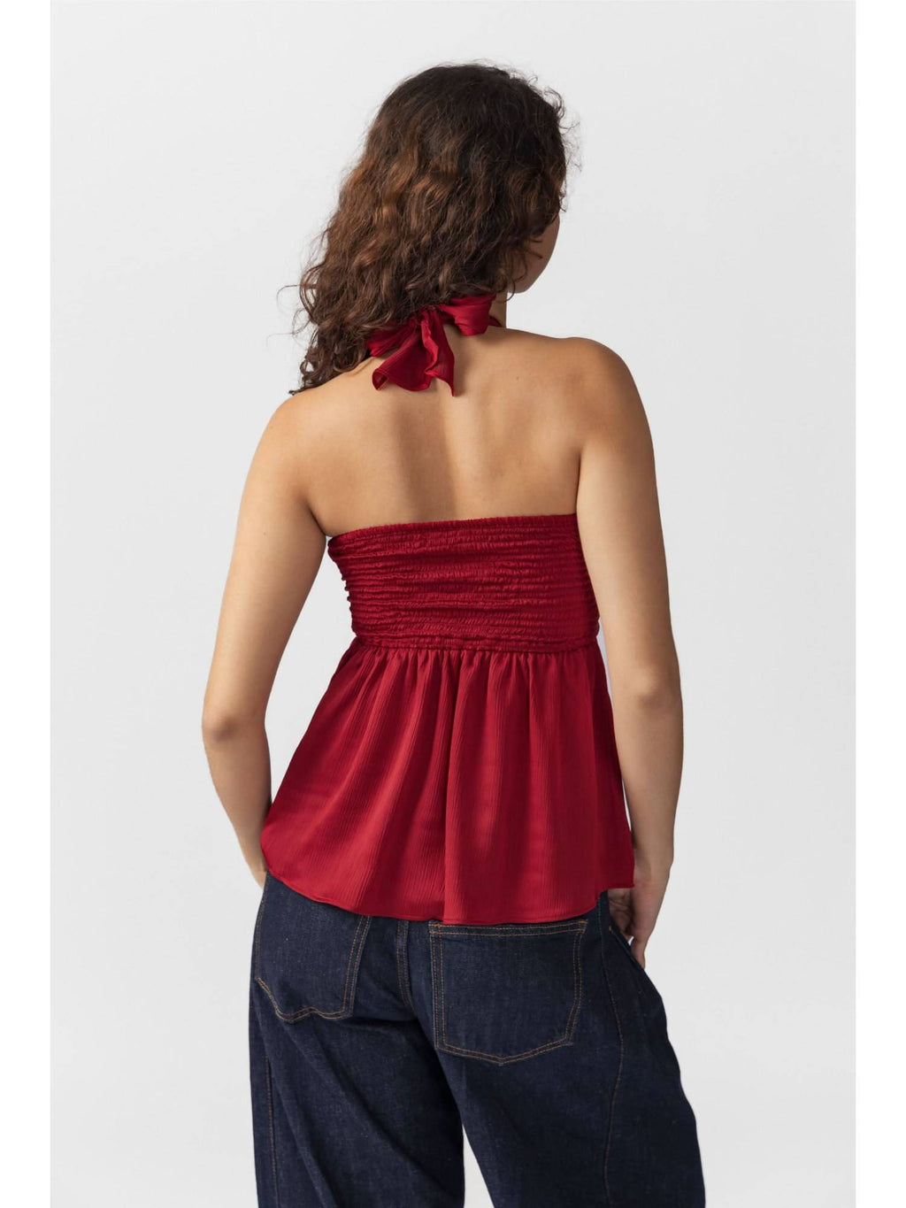 Maroon Solid Halter Knot Top | HT67 - view 2
