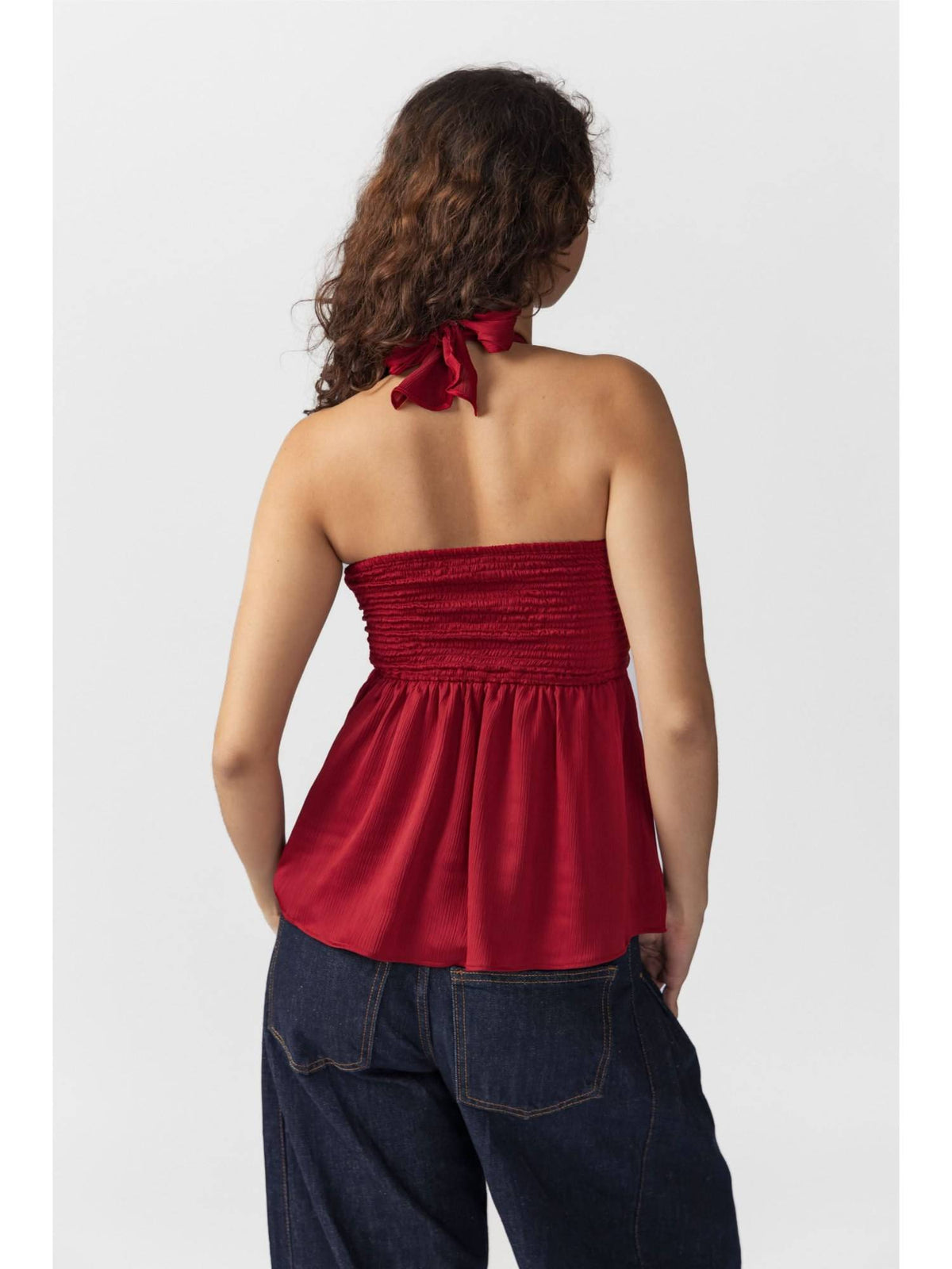 Maroon Solid Halter Knot Top | HT67 - view 2