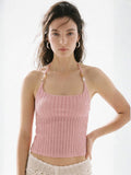Pink Spaghetti Strap Back Tie-Up Top | CT61 - view 1