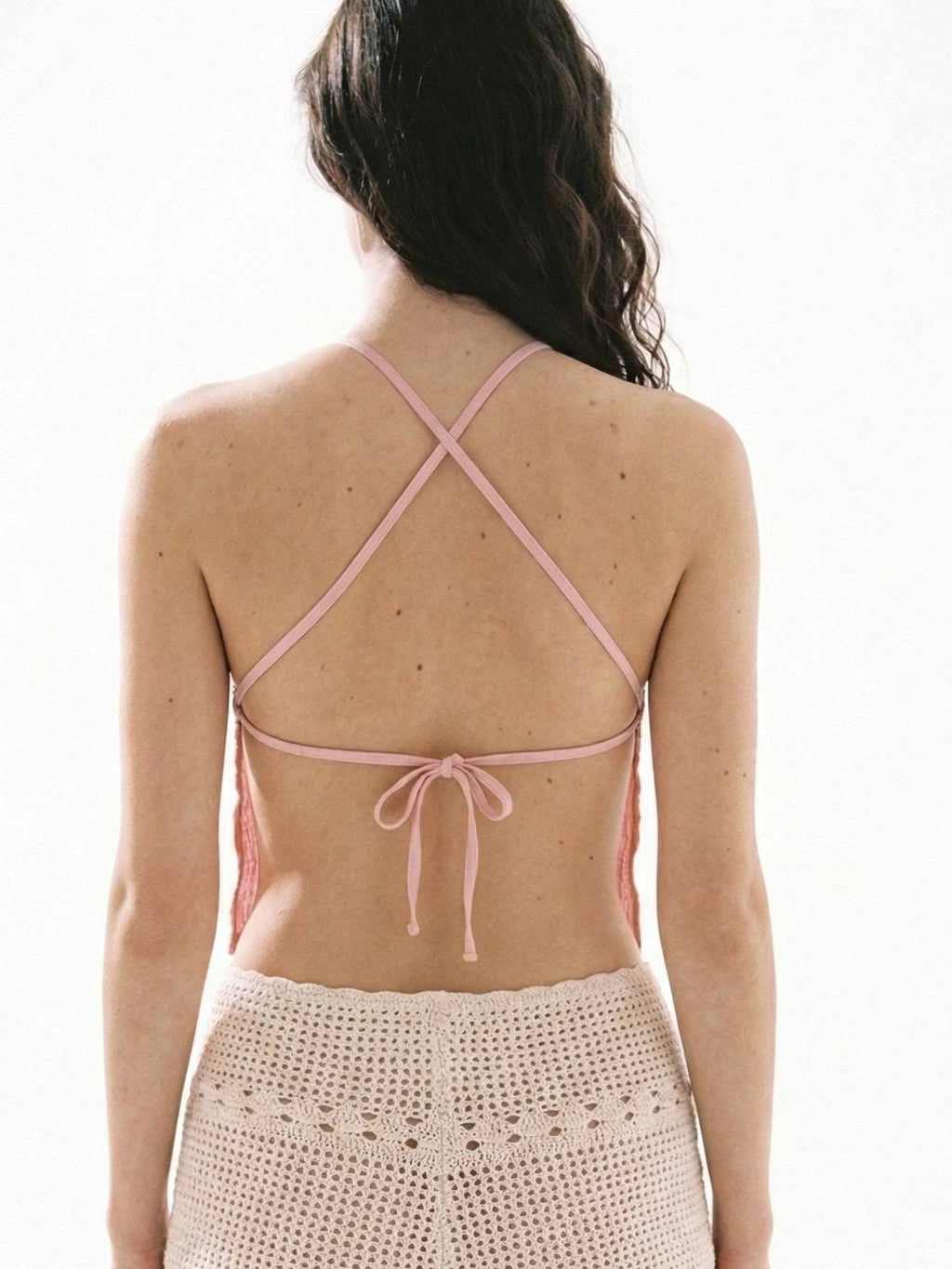 Pink Spaghetti Strap Back Tie-Up Top | CT61 - view 4