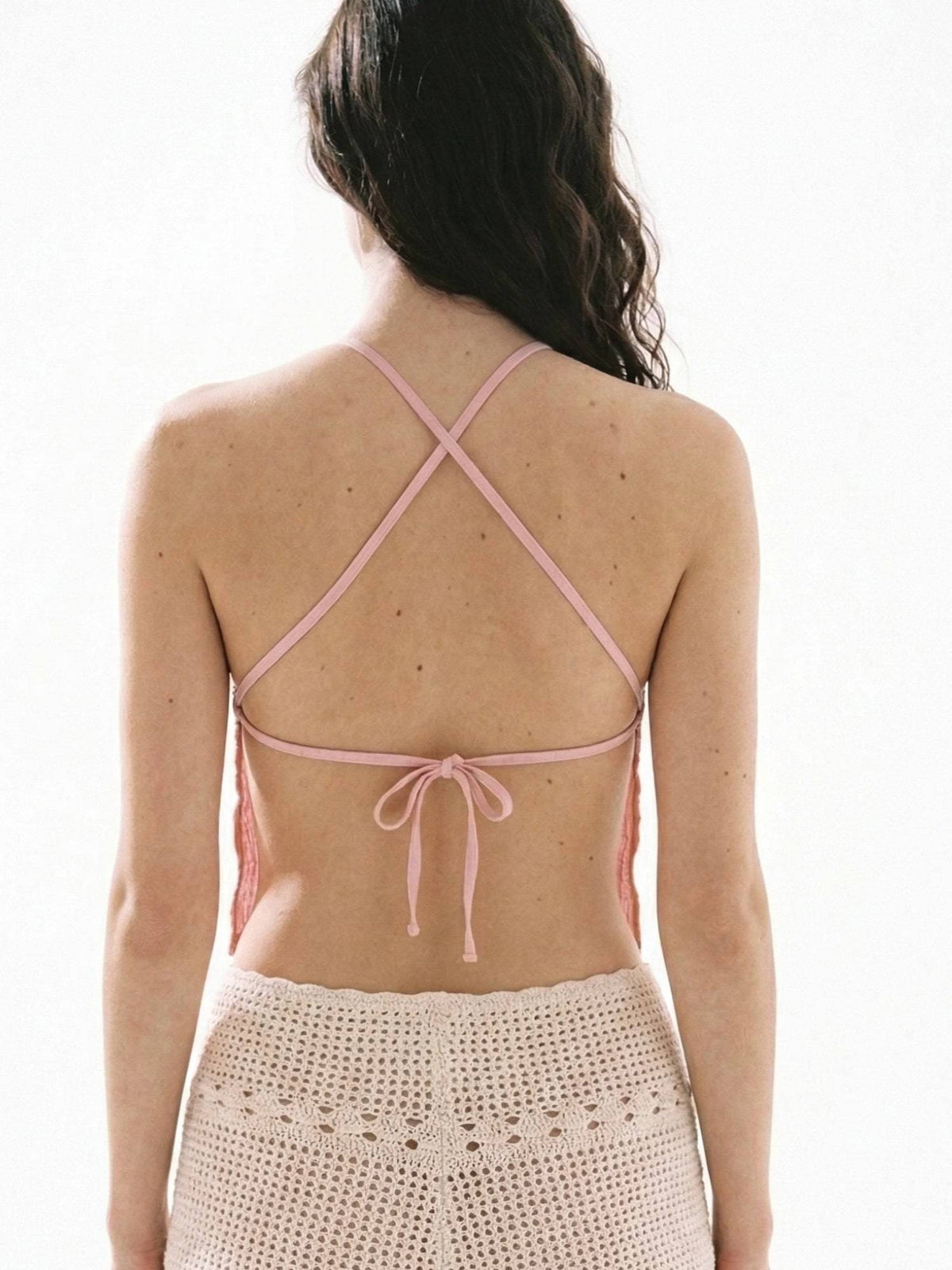 Pink Spaghetti Strap Back Tie-Up Top | CT61 - view 4