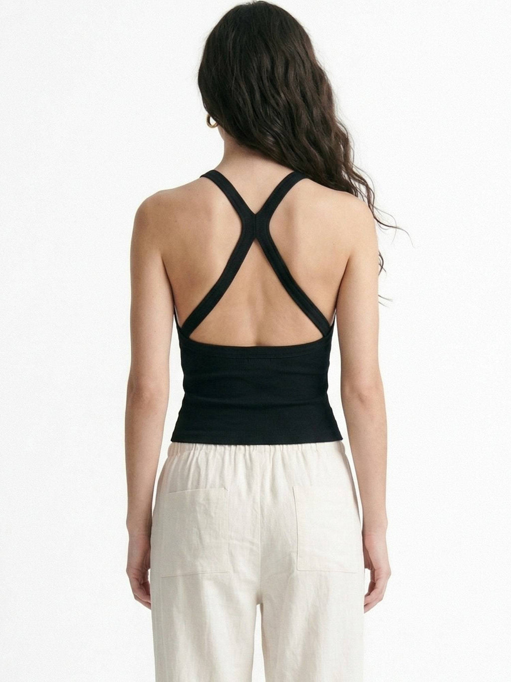 Black Halter Neck Crop Top | CT61 - view 4