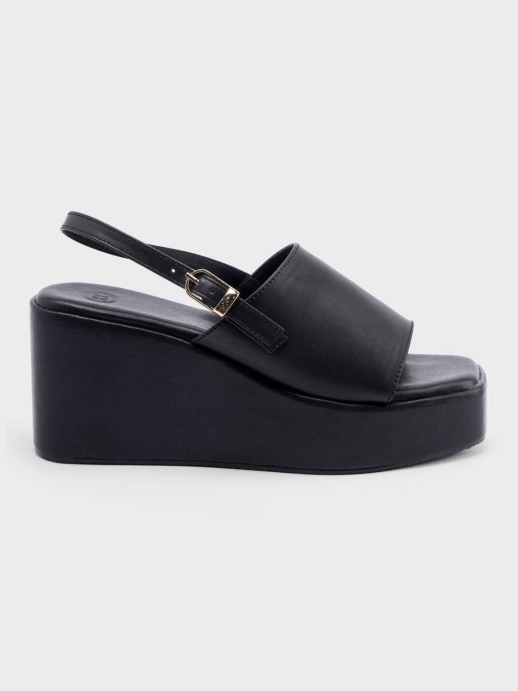 Black Square Toe Slingback Everyday Wedges for Women | H78 - view 3