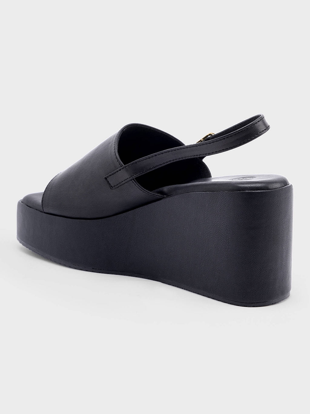 Black Square Toe Slingback Everyday Wedges for Women | H78 - view 4