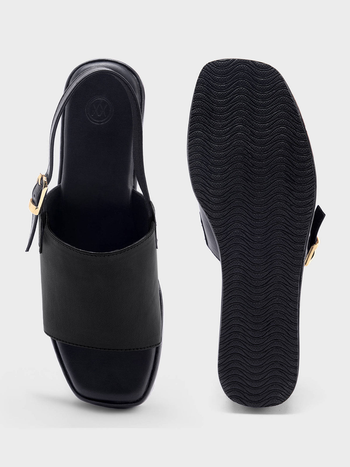 Black Square Toe Slingback Everyday Wedges for Women | H78 - view 5