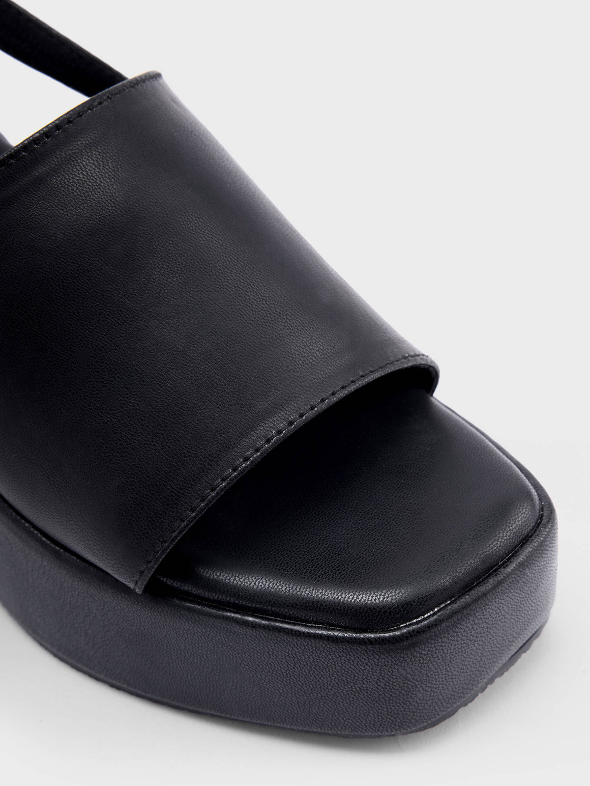 Black Square Toe Slingback Everyday Wedges for Women | H78 - view 6
