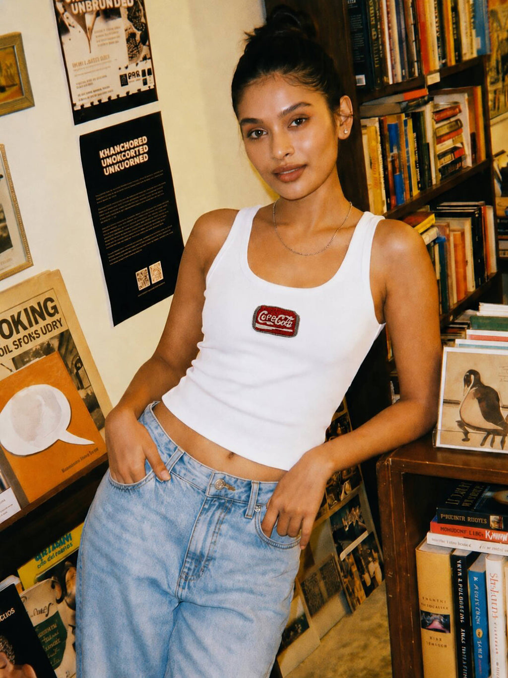 Coke Embellished Ribbed Tank Top | TT98 - view 1