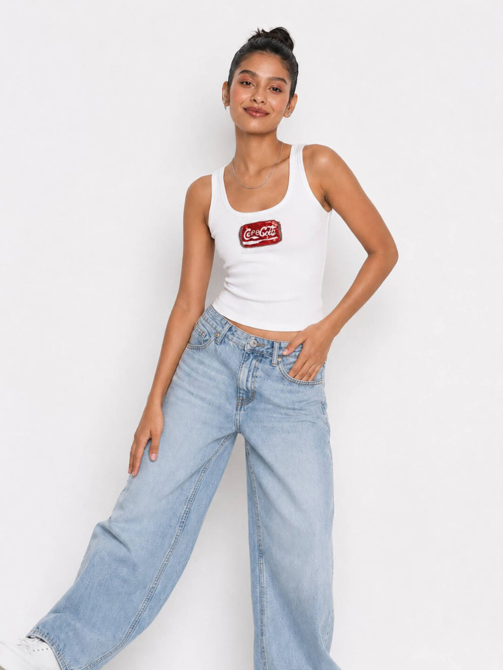 Coke Embellished Ribbed Tank Top | TT98 - view 3