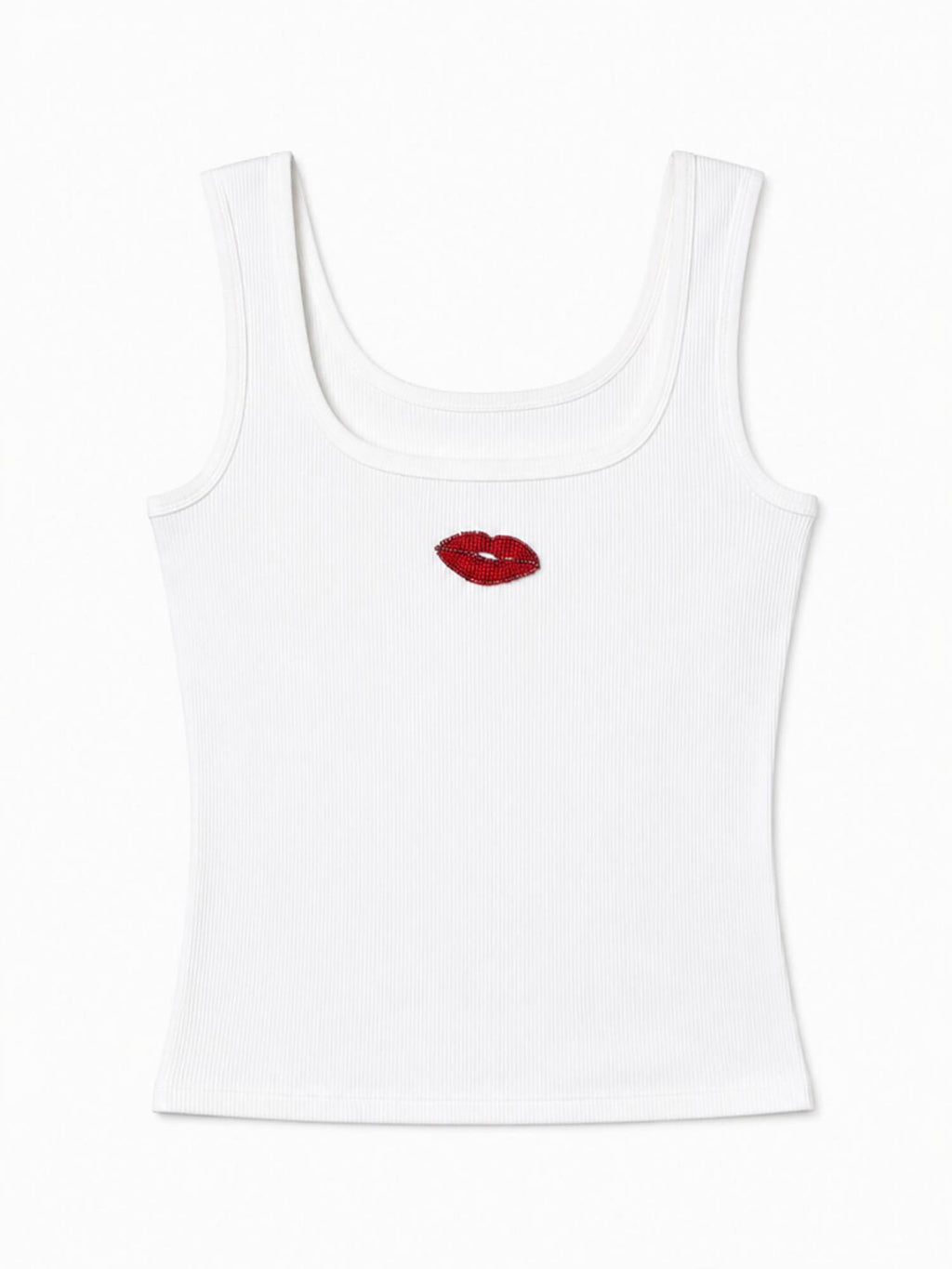 Lips Embellished Ribbed Tank Top | TT98 - view 6
