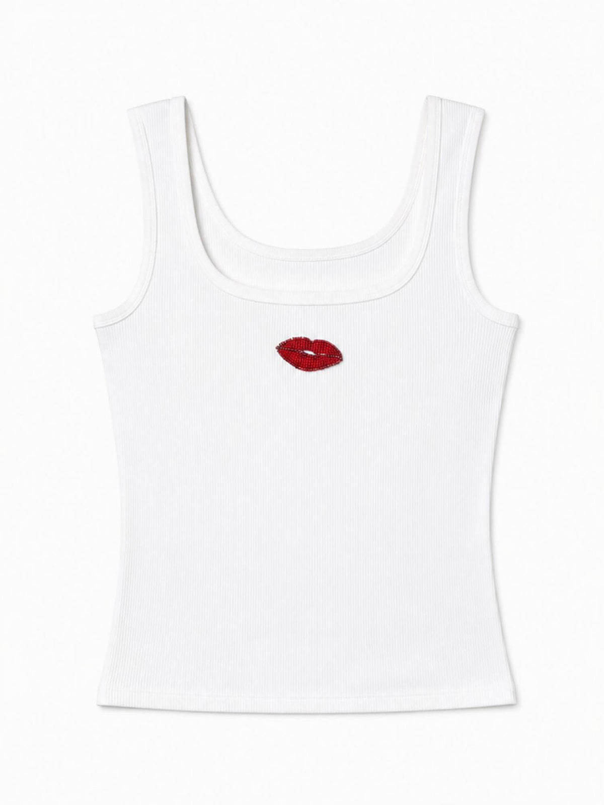 Lips Embellished Ribbed Tank Top | TT98 - view 6