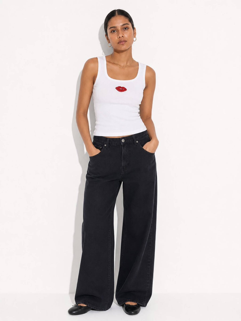 Lips Embellished Ribbed Tank Top | TT98 - view 7
