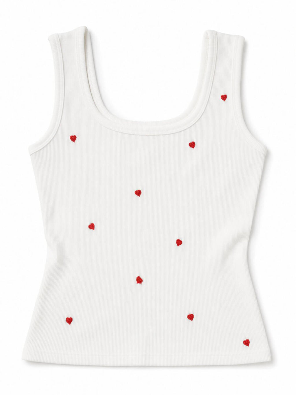 White Heart Embroidered Ribbed Tank Top | TT98 - view 7