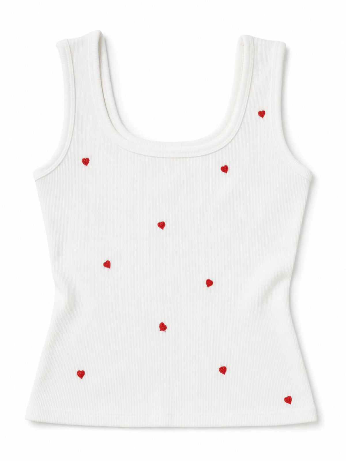 White Heart Embroidered Ribbed Tank Top | TT98 - view 7