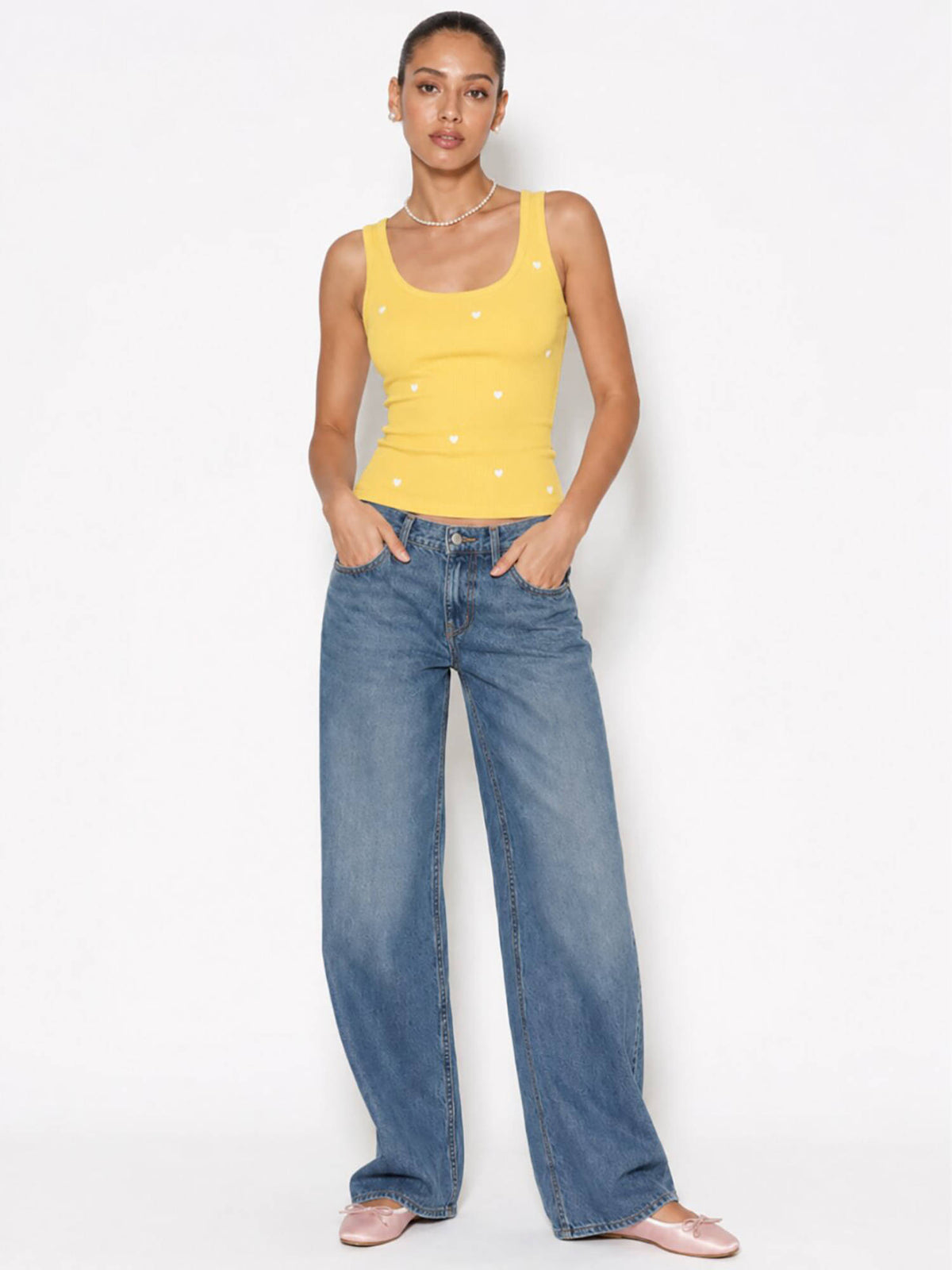 White Heart Embroidered Ribbed Tank Top | TT98 - view 17