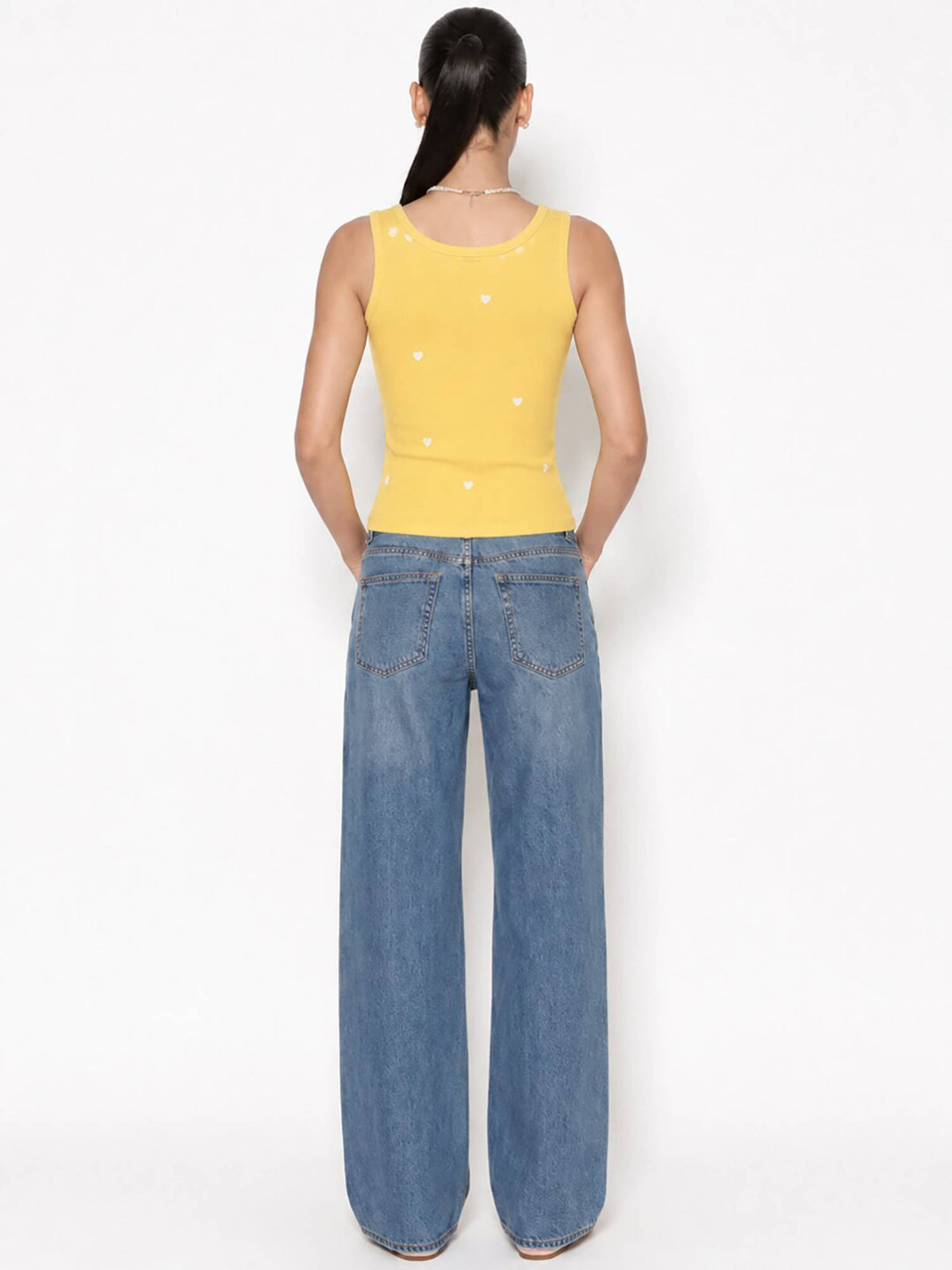Yellow Heart Embroidered Ribbed Tank Top | TT98 - view 4