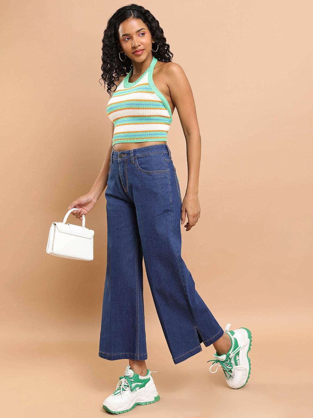 Womens Wide Leg Blue Jeans | WL90 - view 3
