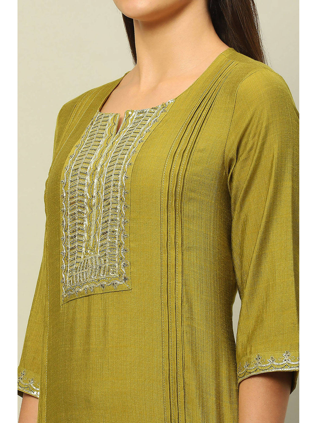 Green Viscose Blend Straight Kurta | KDG - view 2