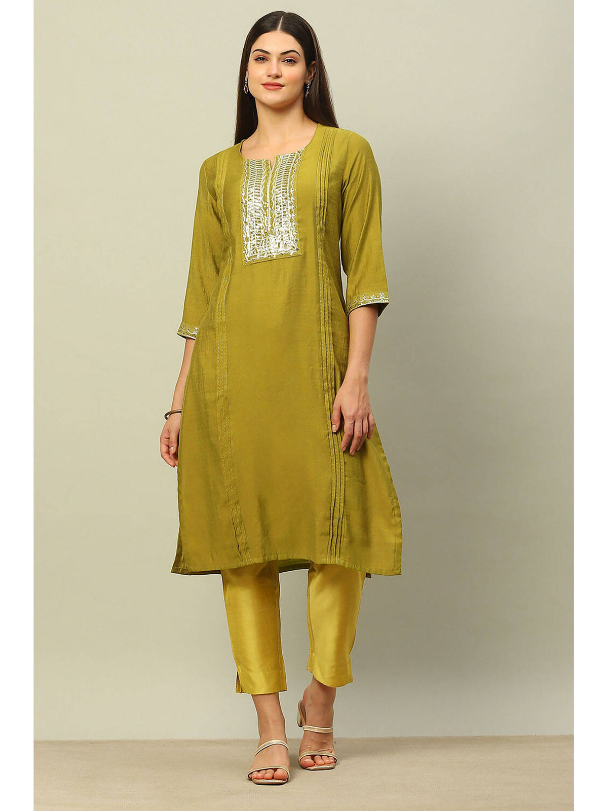 Green Viscose Blend Straight Kurta | FY93 - view 6