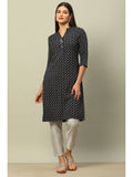 Blue Viscose Blend Printed Straight Kurta | KDG - view 1