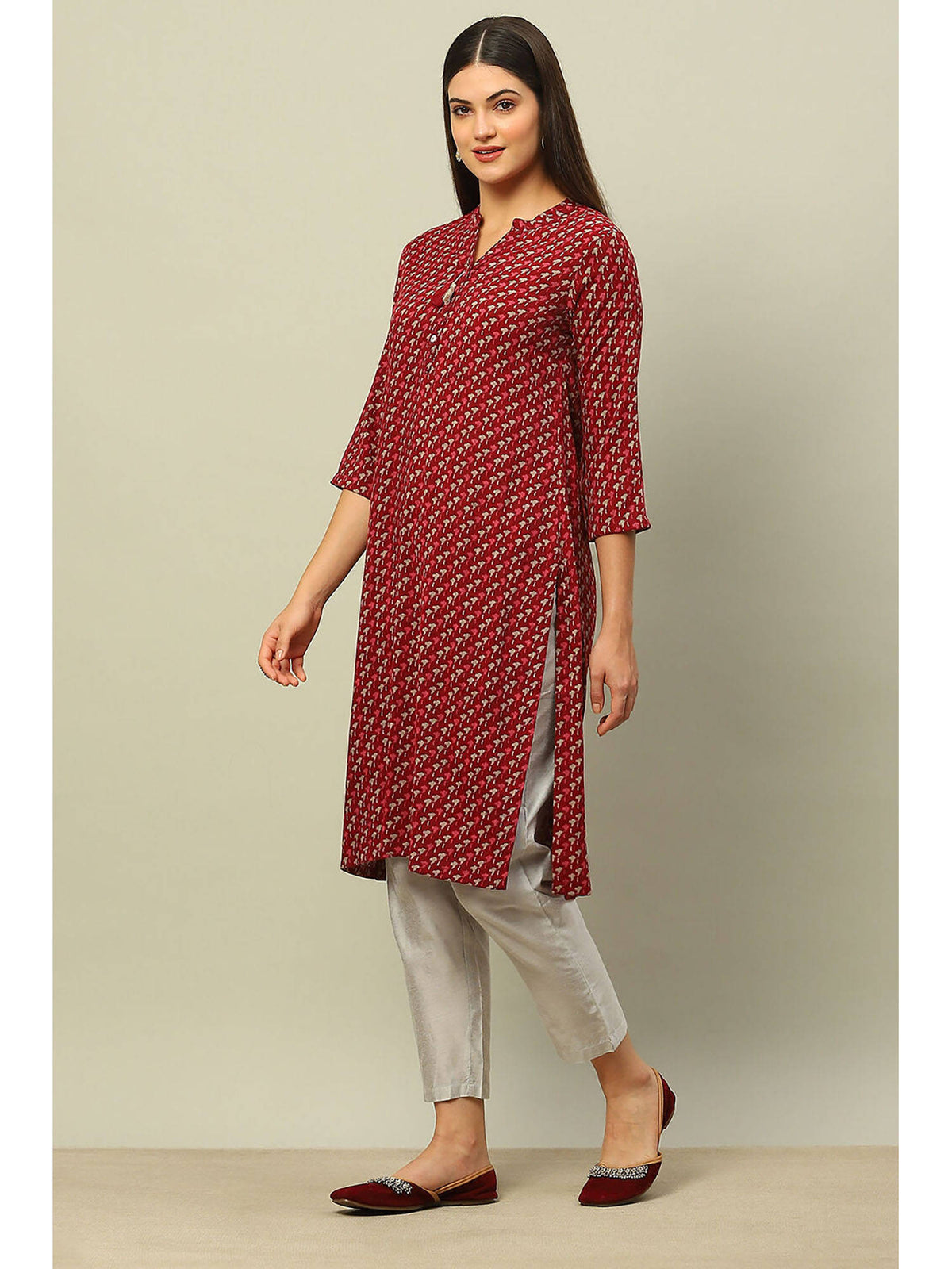 Blue Viscose Blend Printed Straight Kurta | KDG - view 9