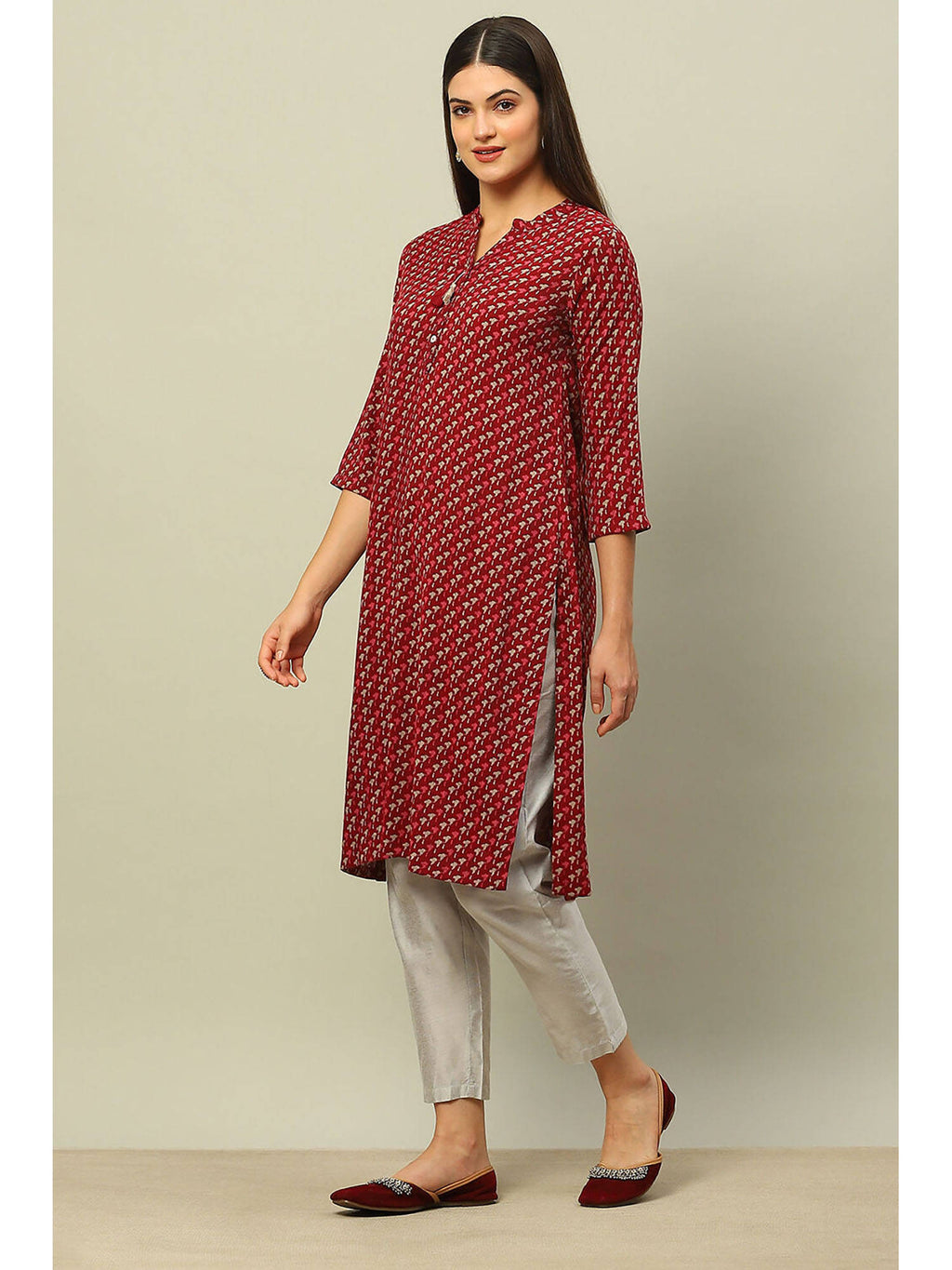 Blue Viscose Blend Printed Straight Kurta | FY93 - view 9