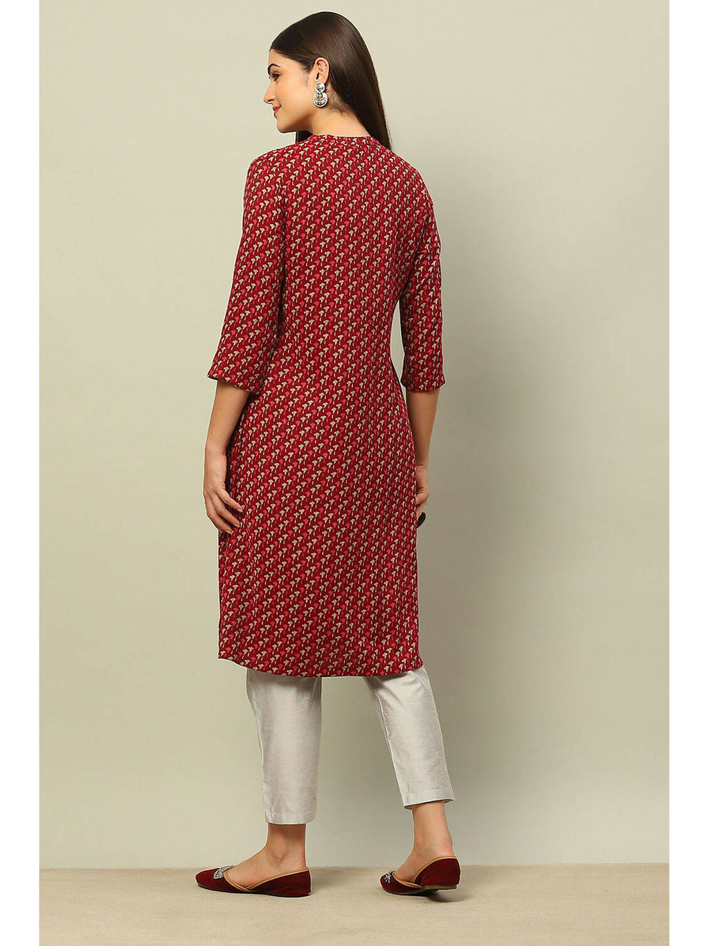 Blue Viscose Blend Printed Straight Kurta | FY93 - view 10