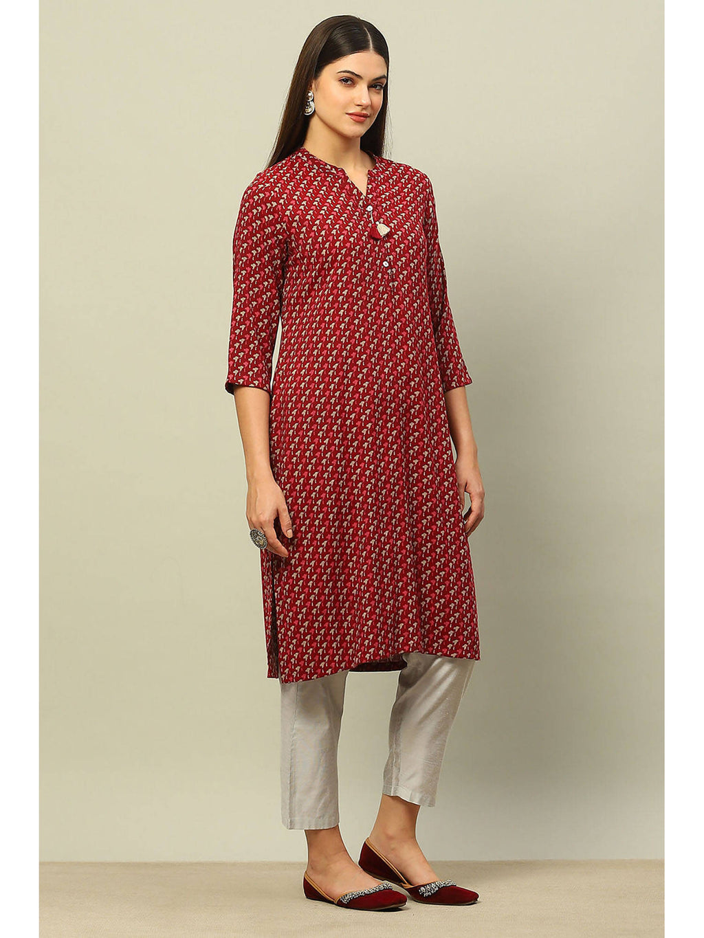 Blue Viscose Blend Printed Straight Kurta | U3S - view 11