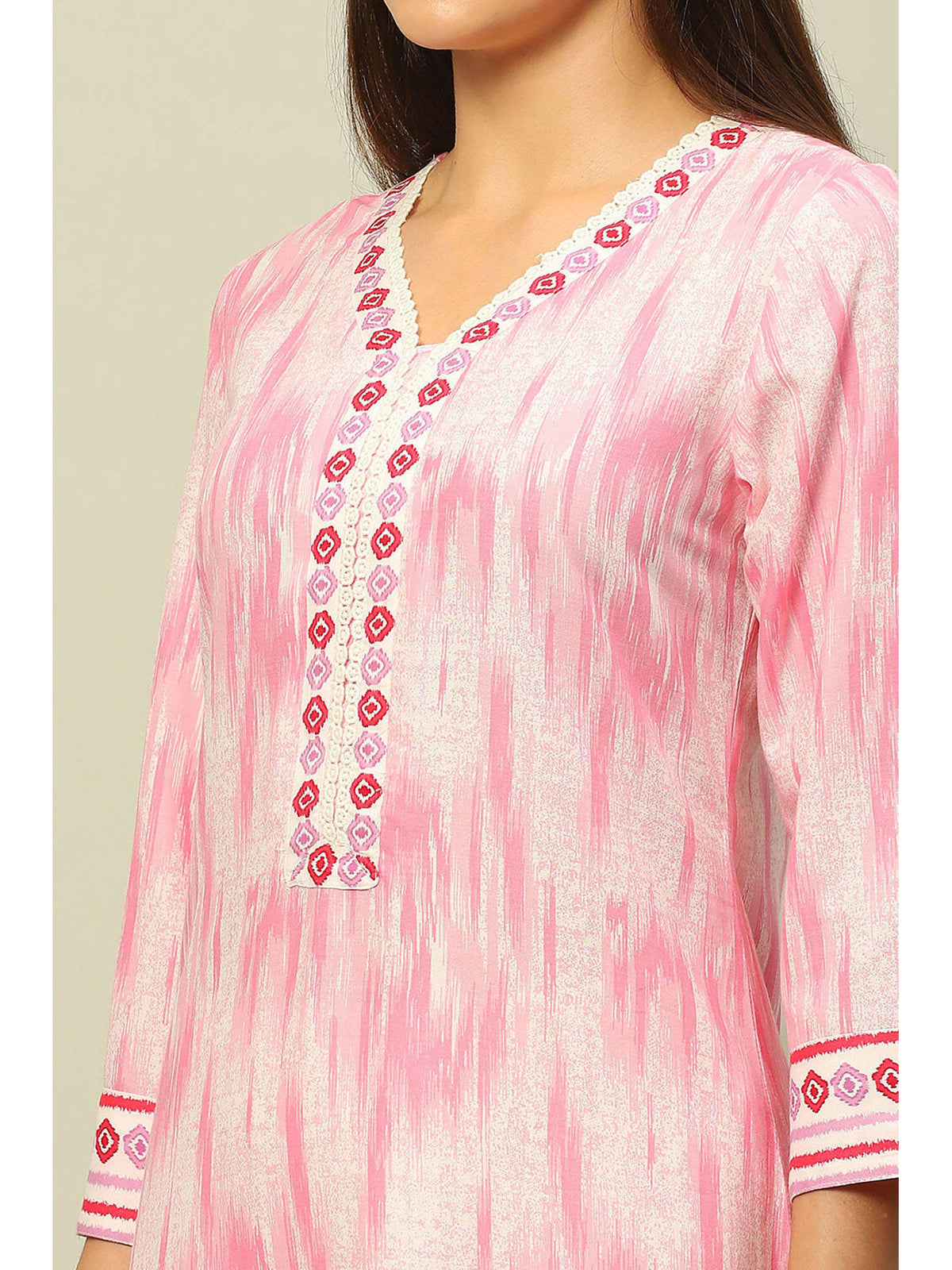 Pink Rayon Printed Straight Kurta | FY93 - view 2