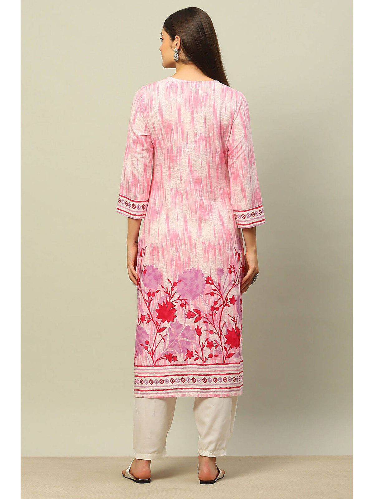 Pink Rayon Printed Straight Kurta | FY93 - view 4