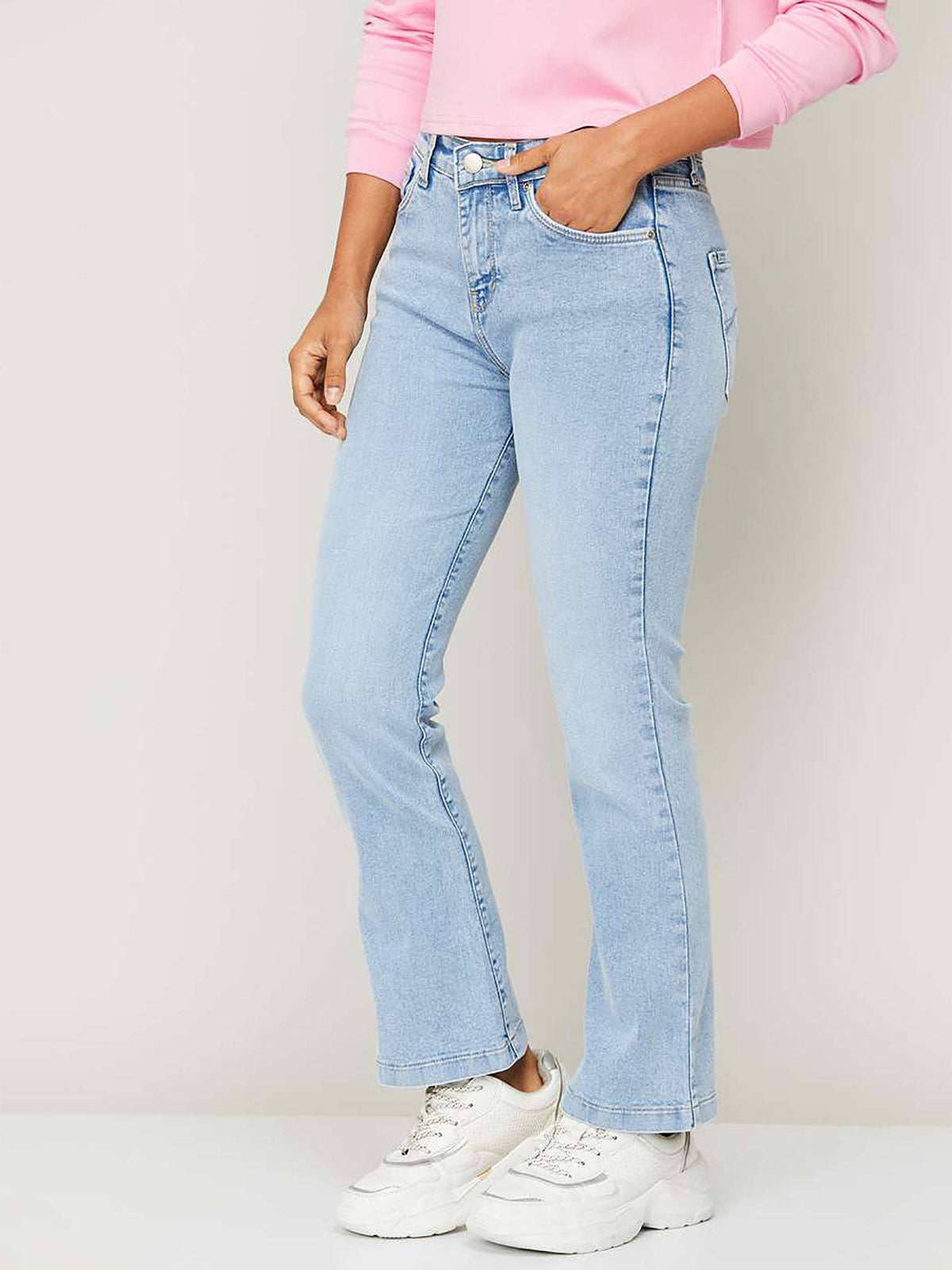 Women Blue Comfort Bootcut High-rise Stretchable Jeans | BT10 - view 3