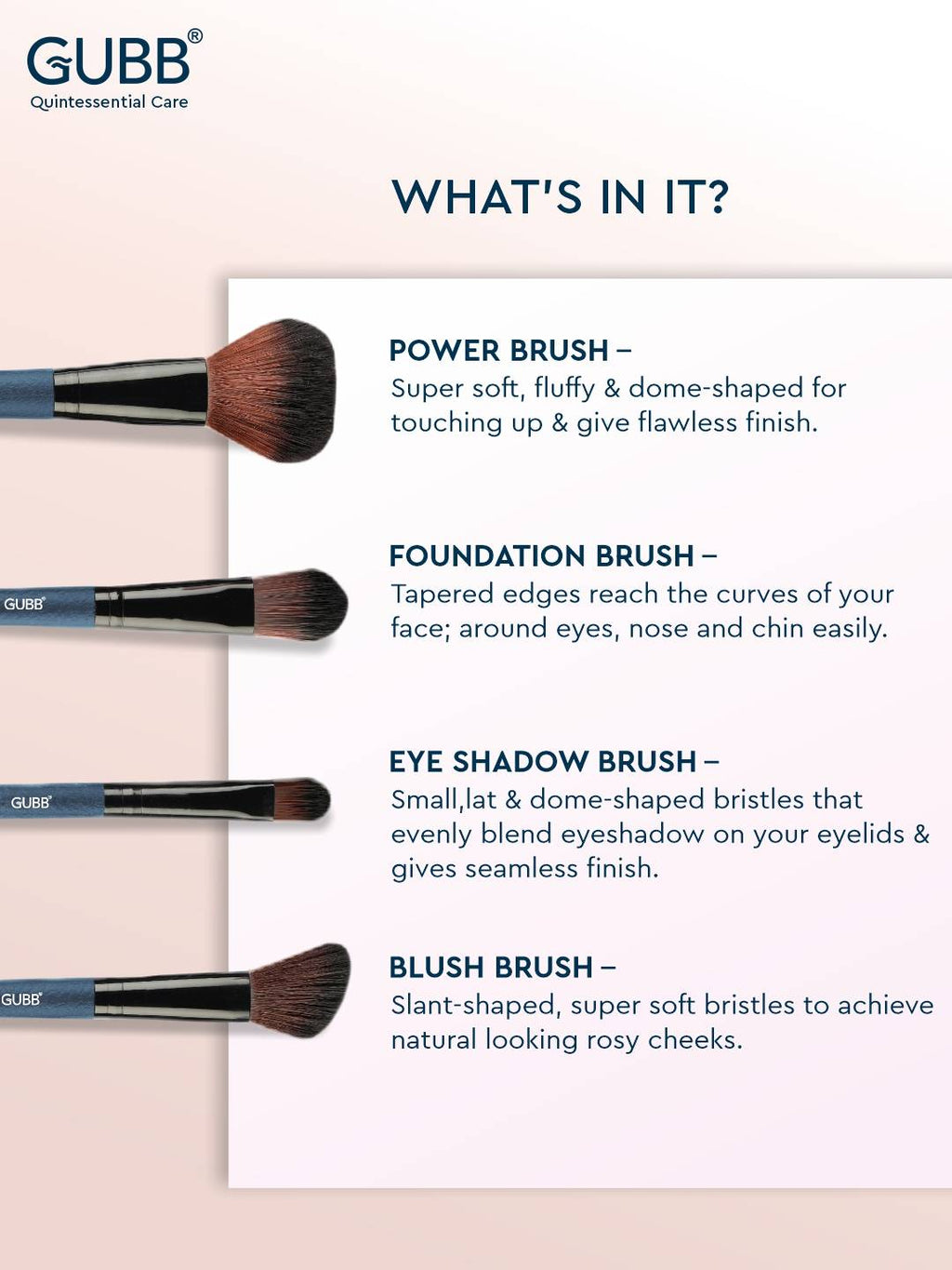 Professional Black Makeup Brush Set - 8 Makeup Brushes Kit for Women | T32 - view 3