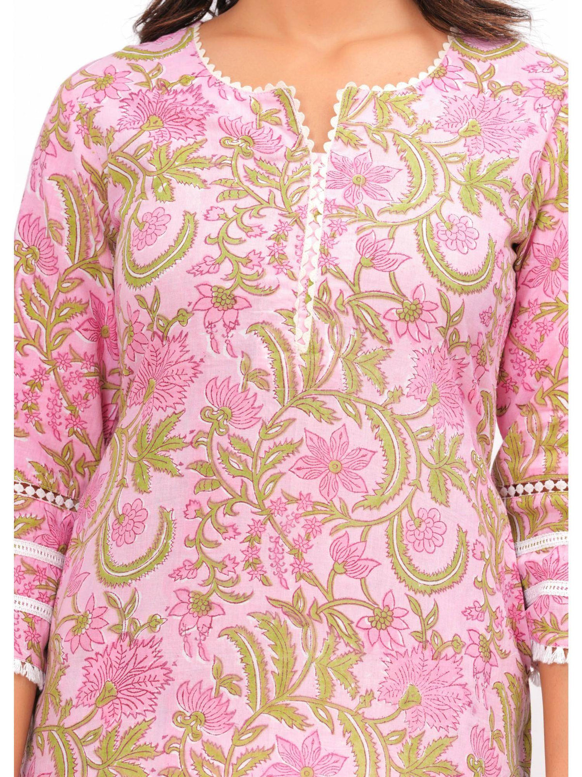 Pink Ethnic Printed Straight Kurta | KDG - view 3