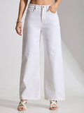 White High Rise Clean Wide Leg Jeans | WL90 - view 1