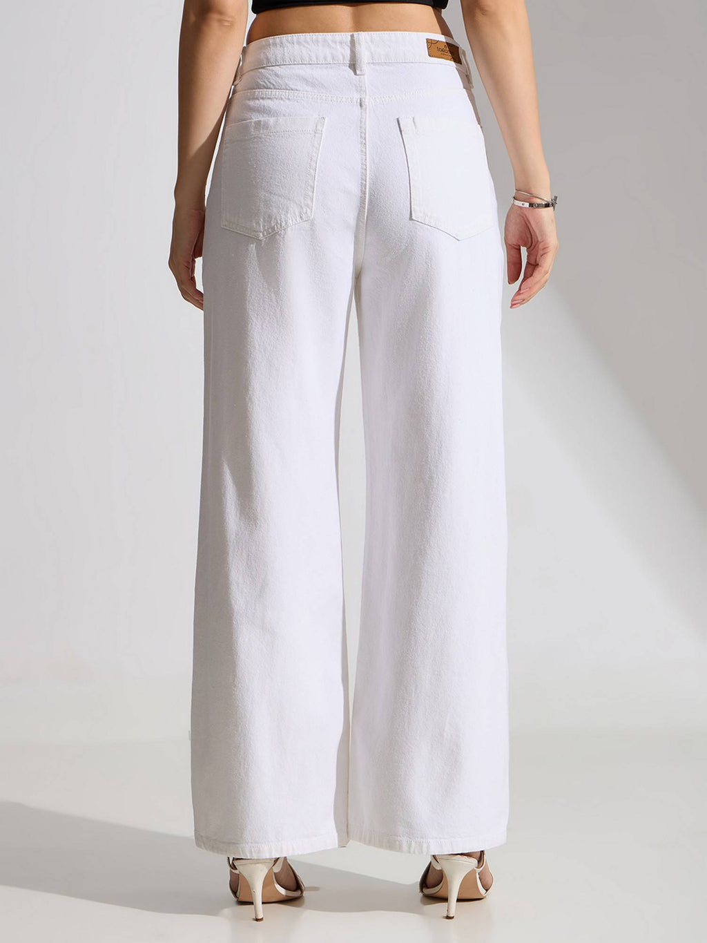 White High Rise Clean Wide Leg Jeans | WL90 - view 2