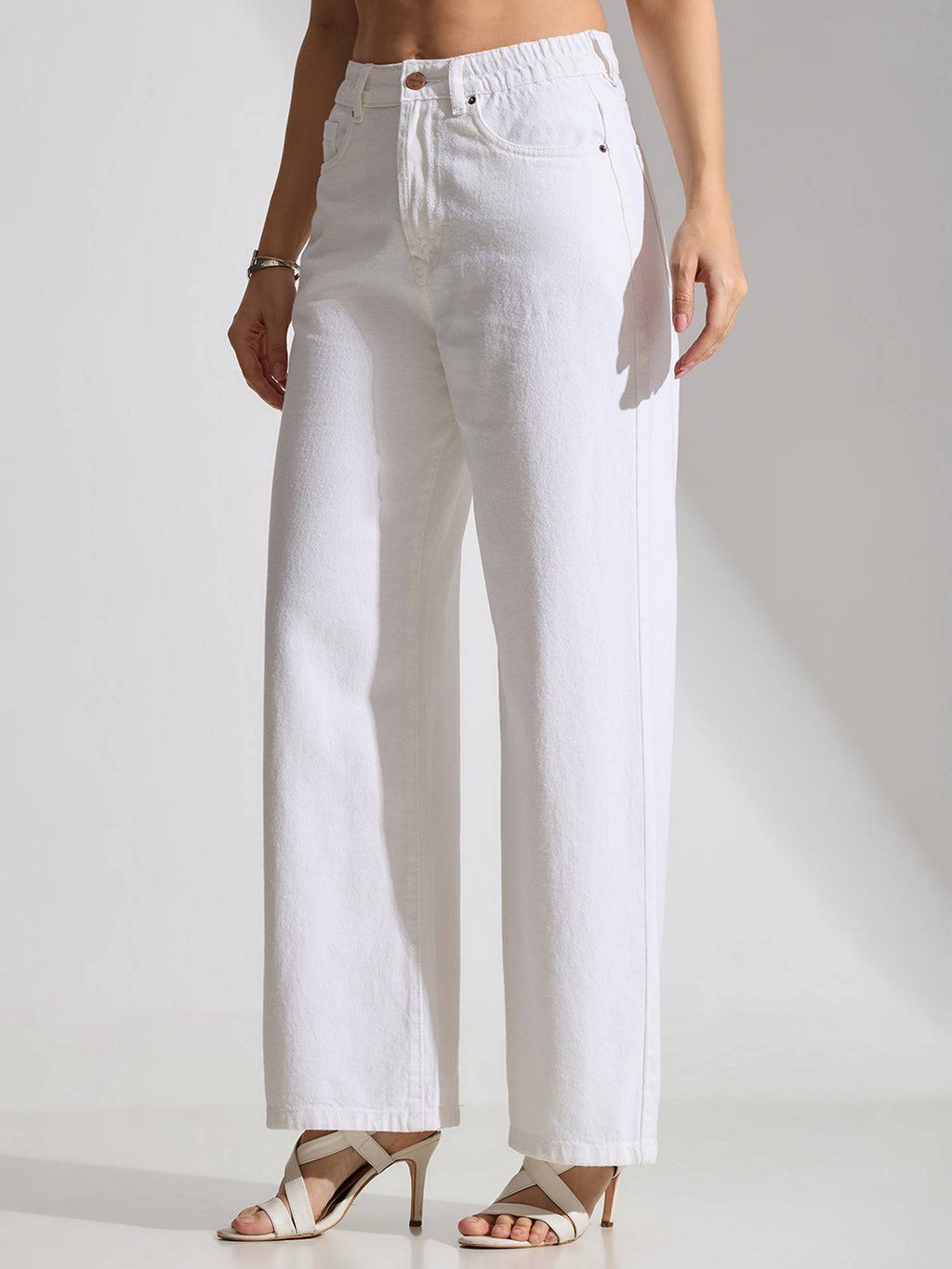 White High Rise Clean Wide Leg Jeans | WL90 - view 3