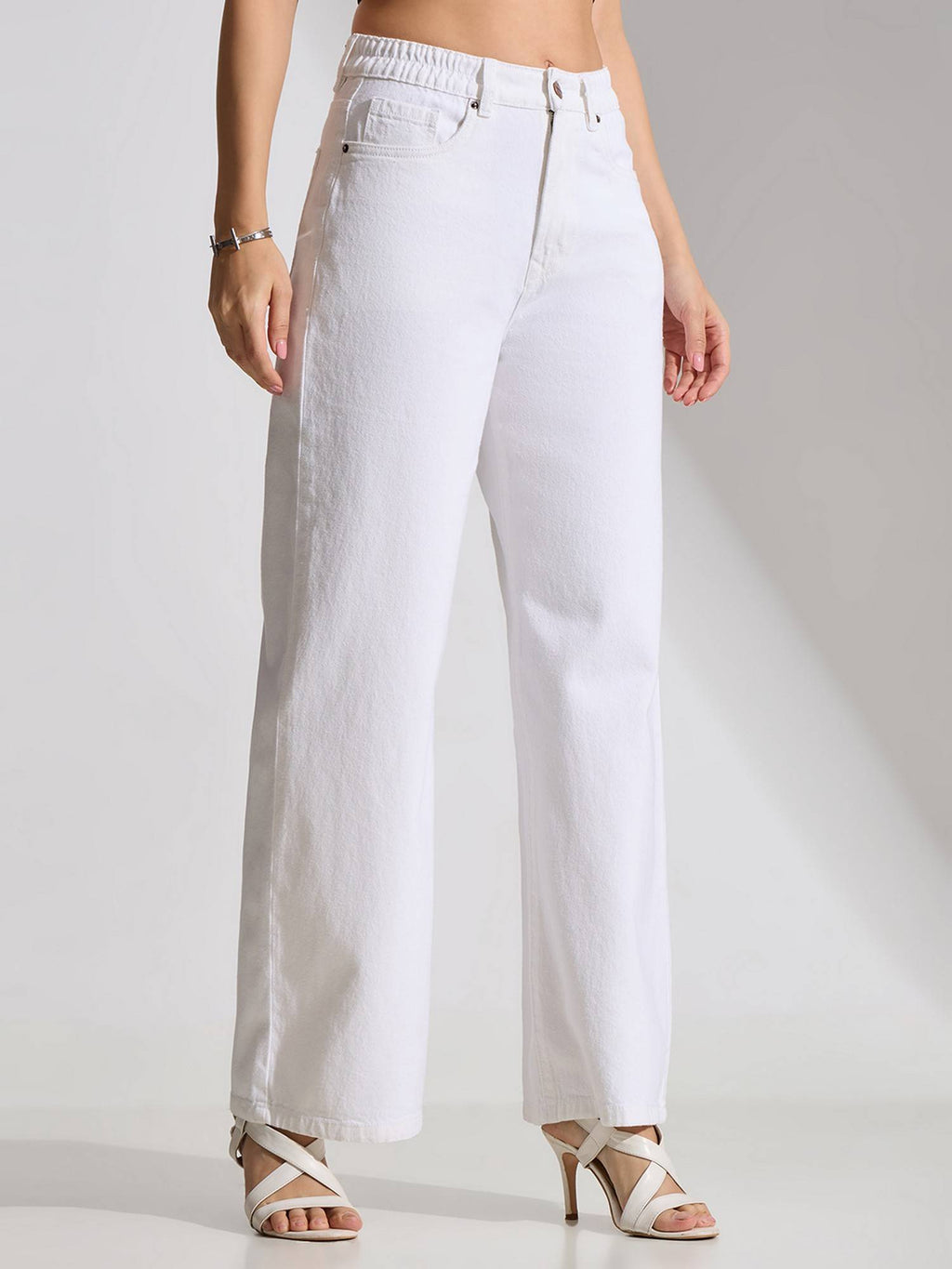 White High Rise Clean Wide Leg Jeans | WL90 - view 4
