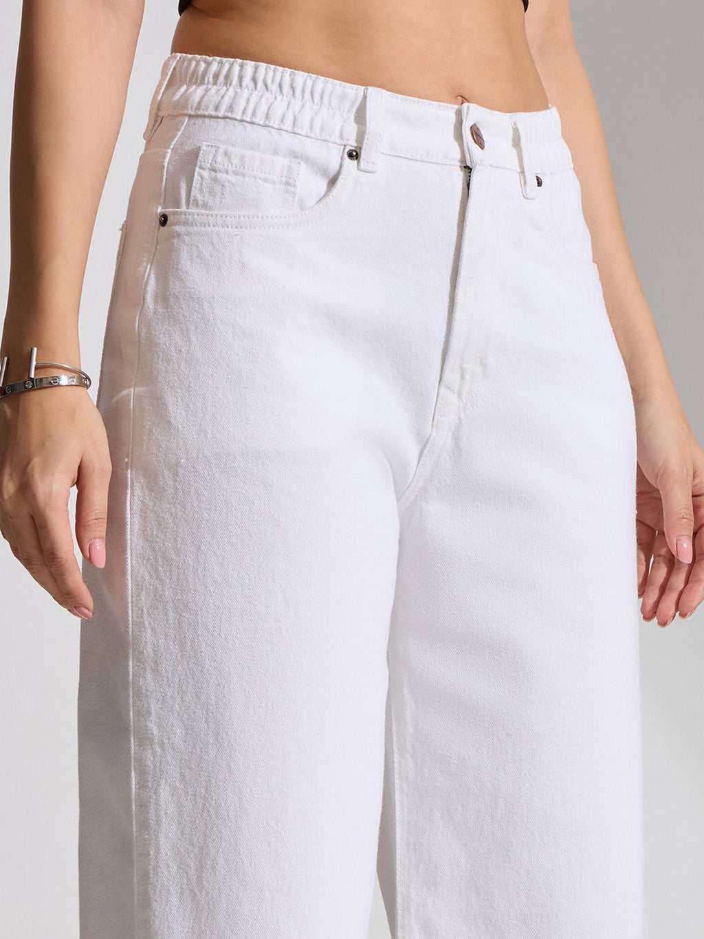 White High Rise Clean Wide Leg Jeans | WL90 - view 5