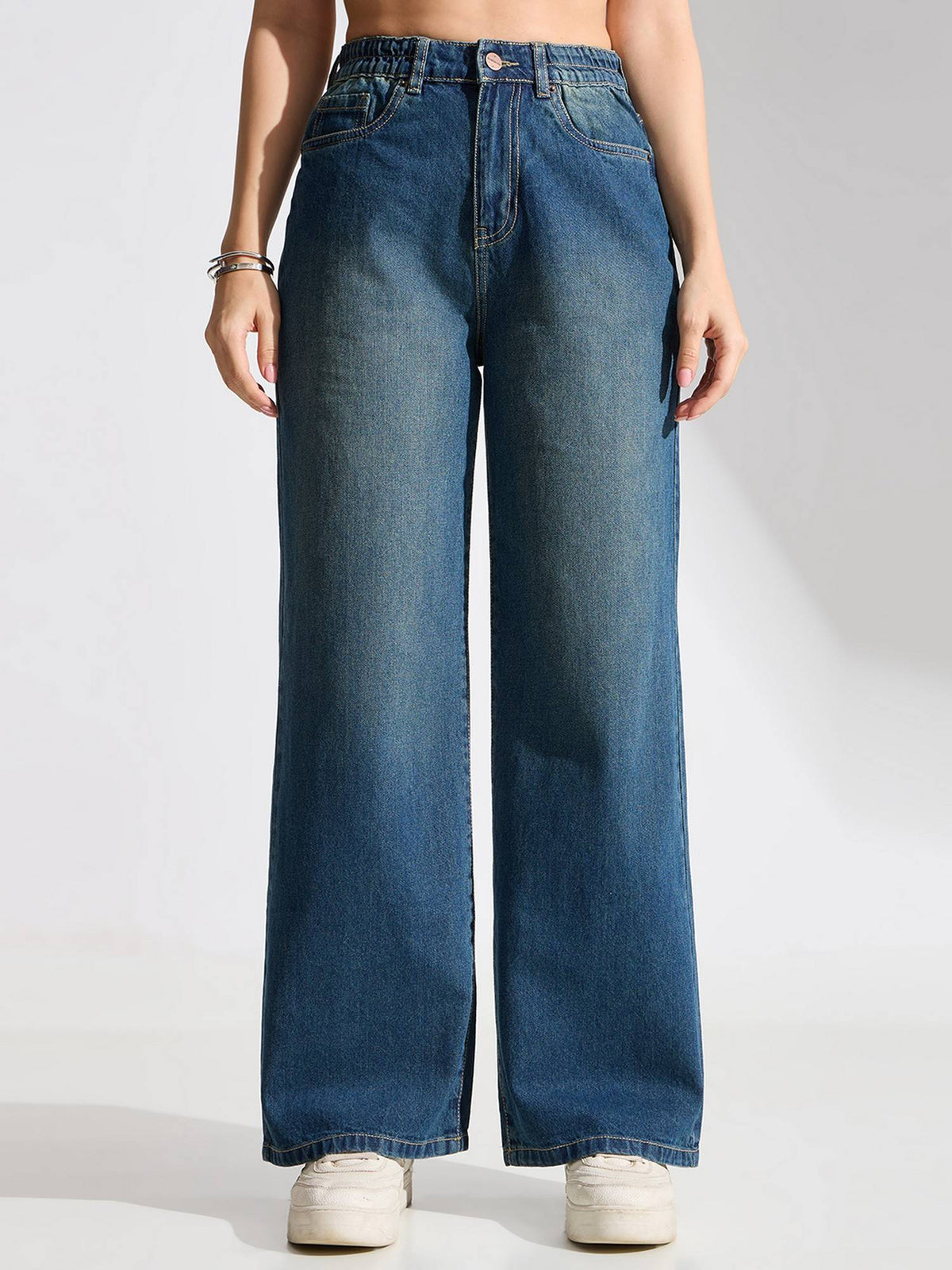 Blue High Rise Vintage Wash Wide Leg Jeans | WL90 - view 1